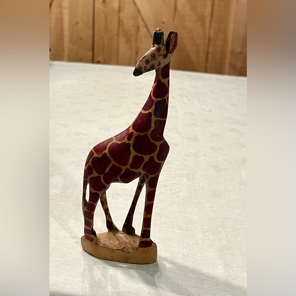 Wooden vintage, handpainted, giraffe